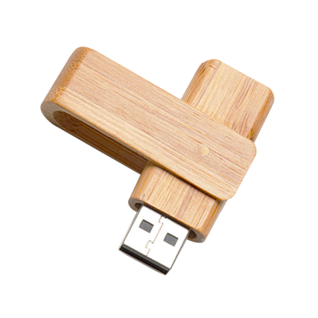 CARCAÇA PEN DRIVE DE BAMBU GIRATÓRIO PLACA